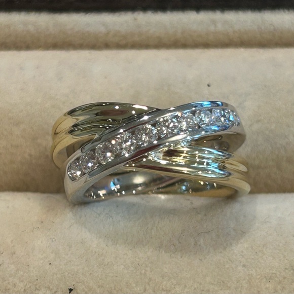 14kt Diamond Two-Tone Bypass Ring - Picture 1 of 10